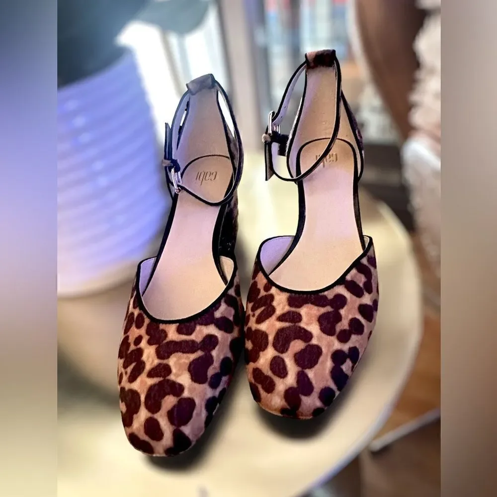 CAbi Kiki Leopard Cheetah Print Ankle Strap Heels Size 8